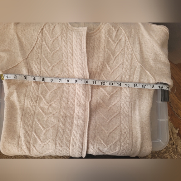 Anthropology Knitted & Knotted Wool Cardigan Zip-Front Sweater Sz M Cream/Pink - Picture 11 of 11